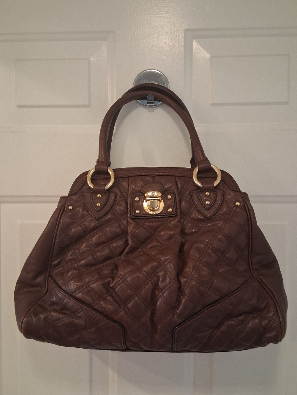 Marc Jacobs Vintage Quilted Brown Leather Satchel Handbag